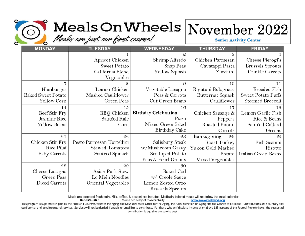 Nyack Senior Activity Center Meals on Wheels of Rockland County