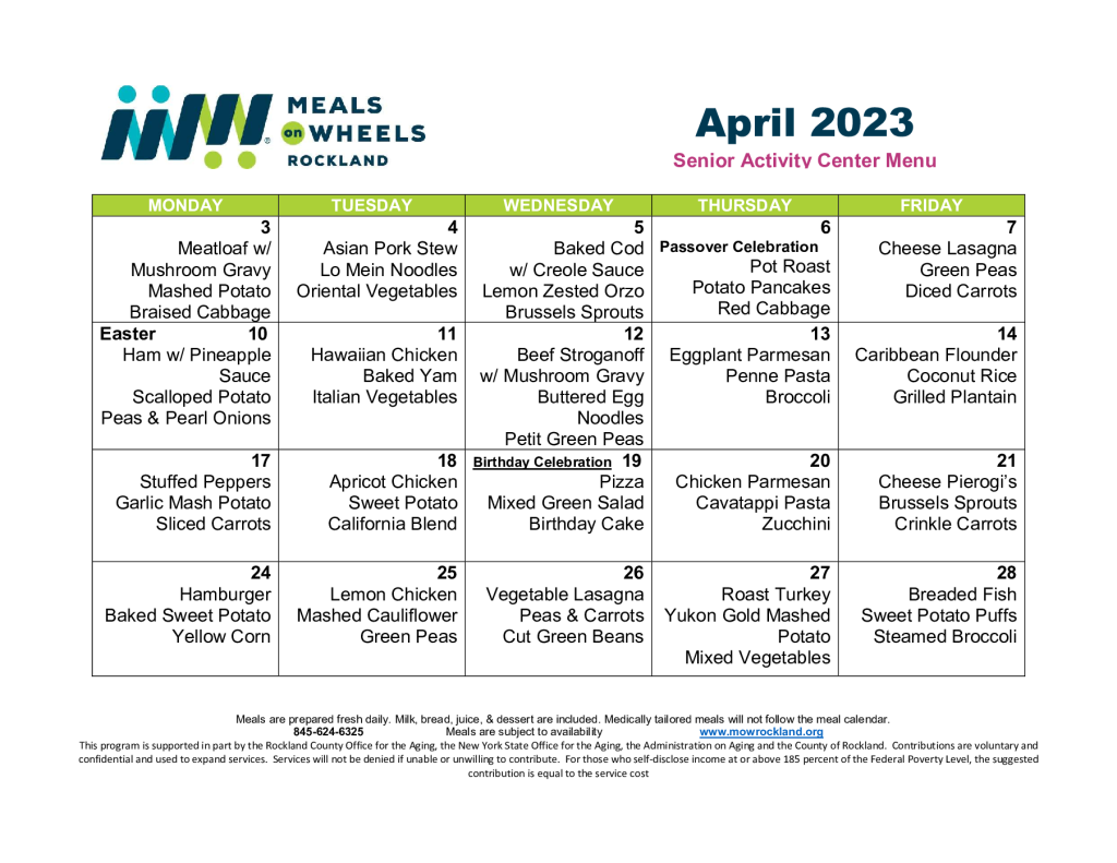 Nyack Senior Activity Center - Meals on Wheels Rockland